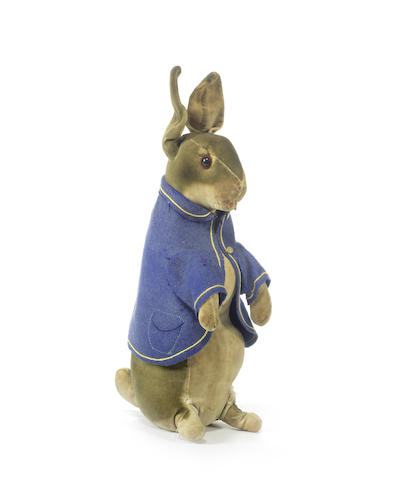 Appraisal: Rare Steiff Peter Rabbit circa The seated velvet rabbit with