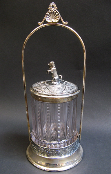 Appraisal: VICTORIAN SILVER PLATED PICKLE CASTOR c having a pattern glass