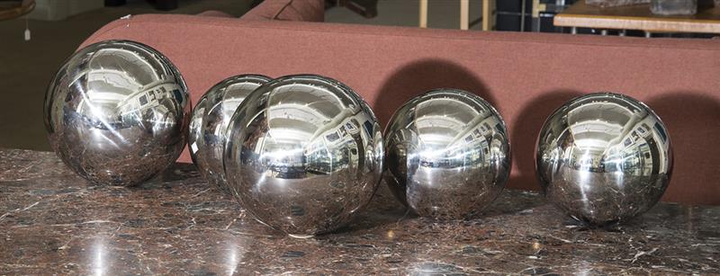 Appraisal: Five Spheres Polished stainless steel to in diam Property from