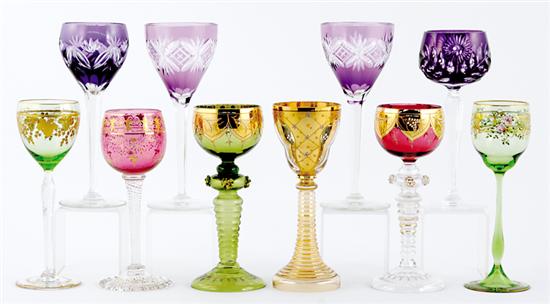 Appraisal: Collection of colored glass stems some enameled and other with