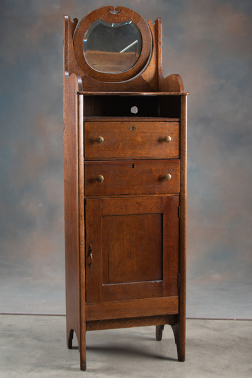 Appraisal: Antique oak Shaving Stand circa with swivel shaving mirror tall