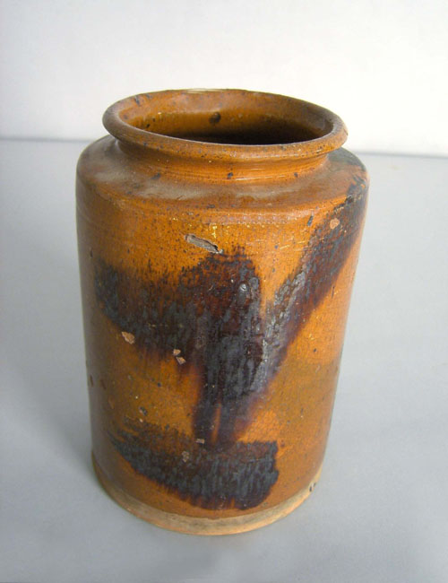 Appraisal: Redware crock th c with manganese decoration h