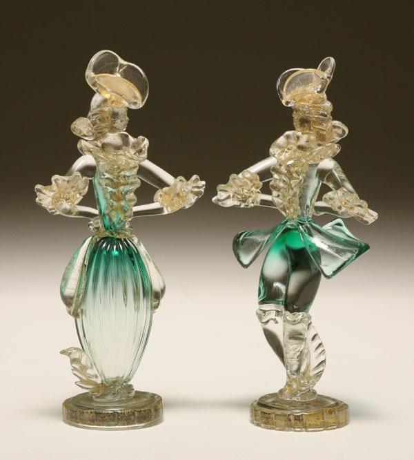 Appraisal: Salviati Murano glass Classical style figures Green and gold shaded