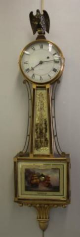 Appraisal: Tiffany Banjo Clock with Eglomise and ReversePainted Scene From a