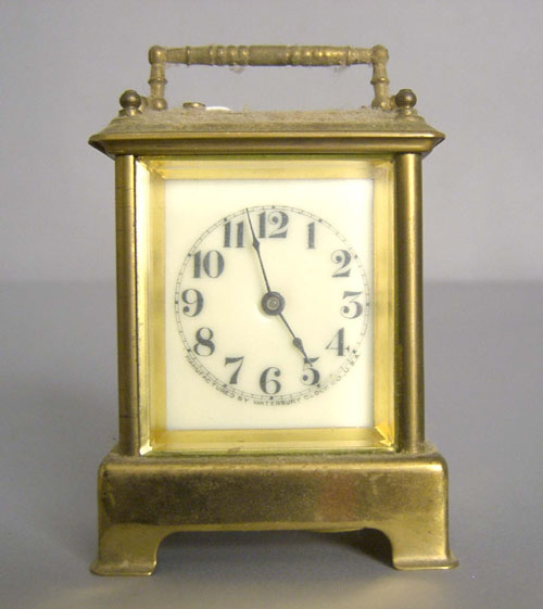 Appraisal: Waterbury carriage clock h together with a Waltham novelty clock