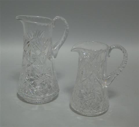 Appraisal: TWO CUT GLASS PITCHERS