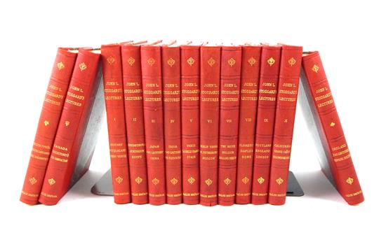 Appraisal: BOOKS thirteen pieces total in matching red leather covers -vol