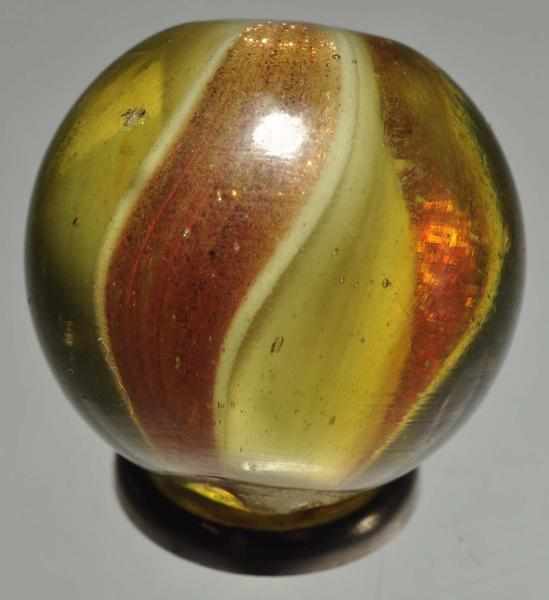 Appraisal: Yellow Glass Ribbon Lutz Marble Description White ribbon is yellow