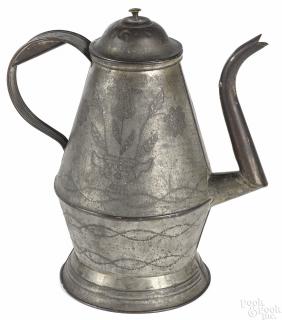 Appraisal: Berks County Pennsylvania wrigglework coffee pot ca stamped M Uebele