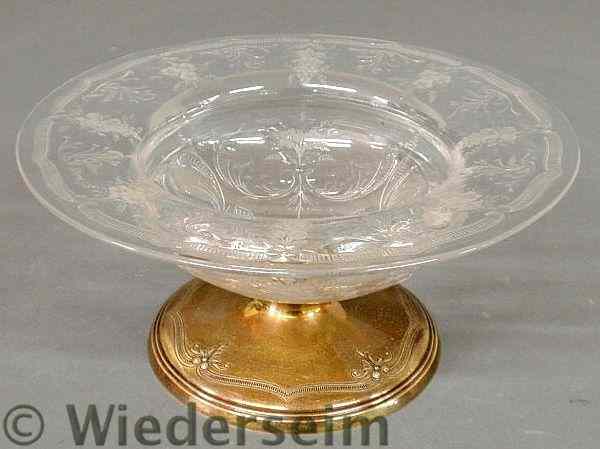 Appraisal: Intaglio cut glass centerpiece bowl with a sterling silver base