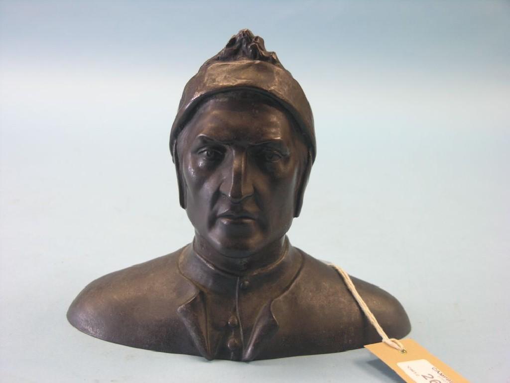 Appraisal: A 's cast bronze portrait bust gentleman wearing cap in