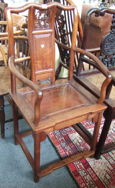 Appraisal: A late th century early th century hardwood open armchair