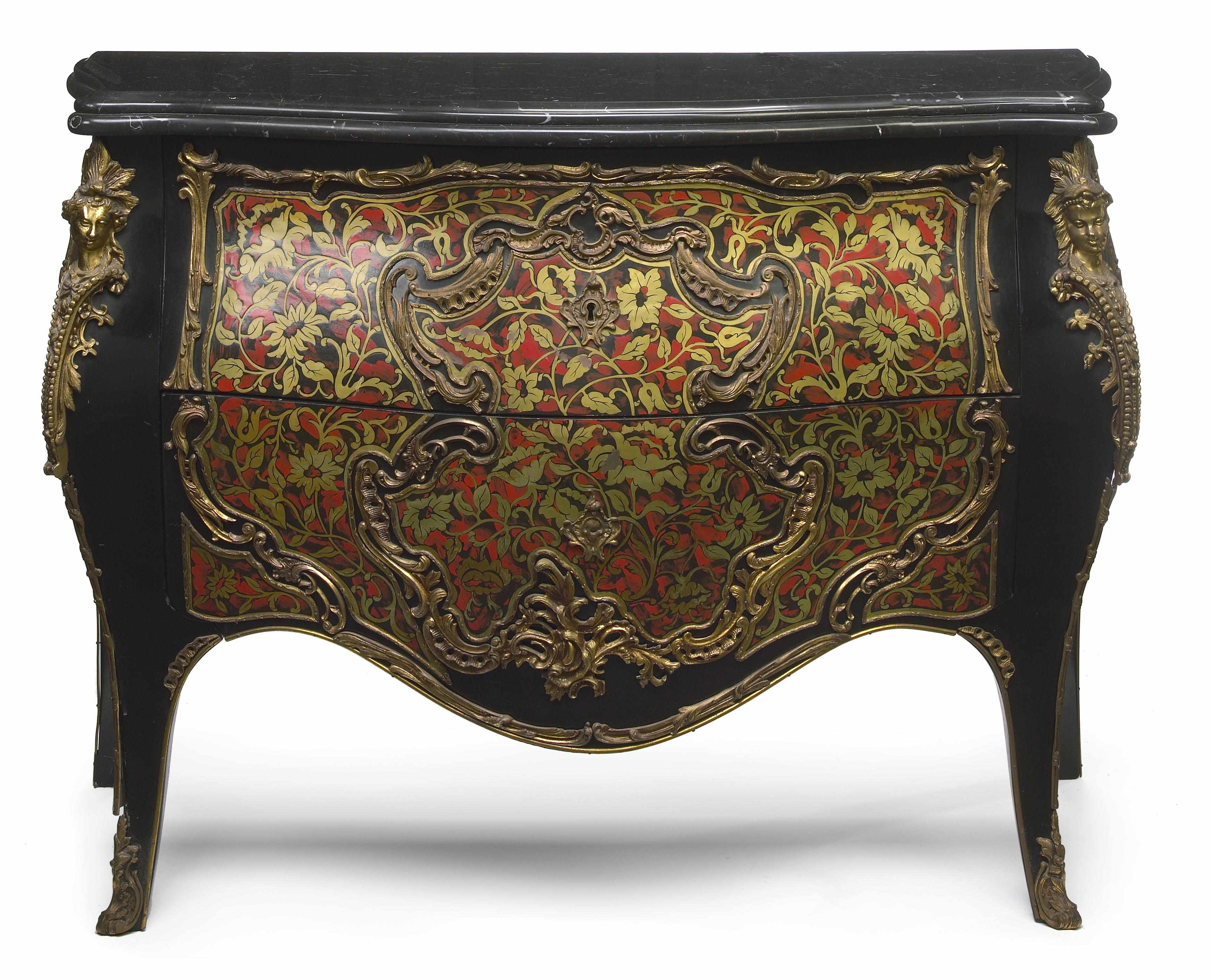 Appraisal: A Louis XV style gilt bronze mounted faux Boulle ebonized