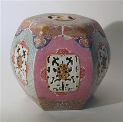 Appraisal: Chinese carved and enameled porcelain miniature stoollate th century