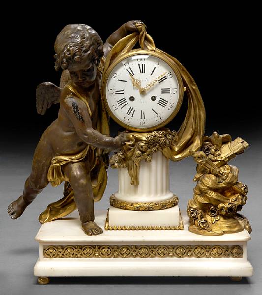 Appraisal: A Napoleon III gilt and patinated bronze mantel clock third