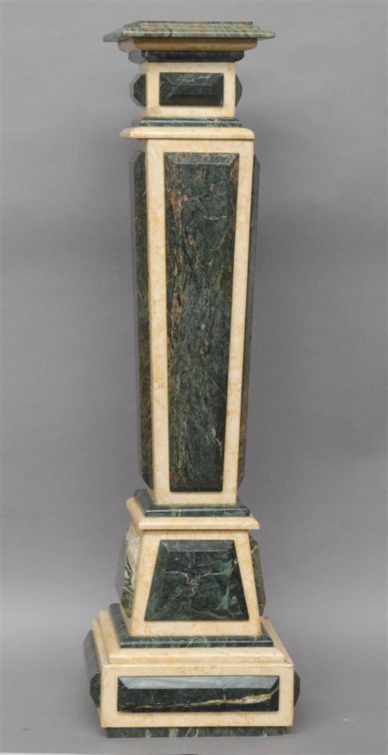 Appraisal: TWO COLOR MARBLE PEDESTAL H Plinth Square