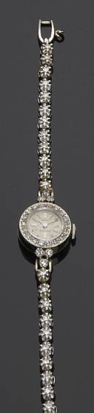 Appraisal: A lady's diamond and k white gold link bracelet wristwatch