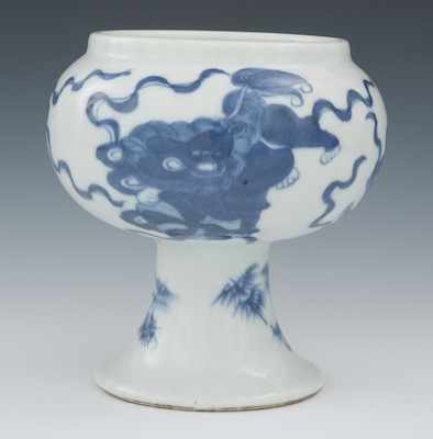 Appraisal: A Chinese Blue and White Pedestal Bowl Qing Dynasty Bowl