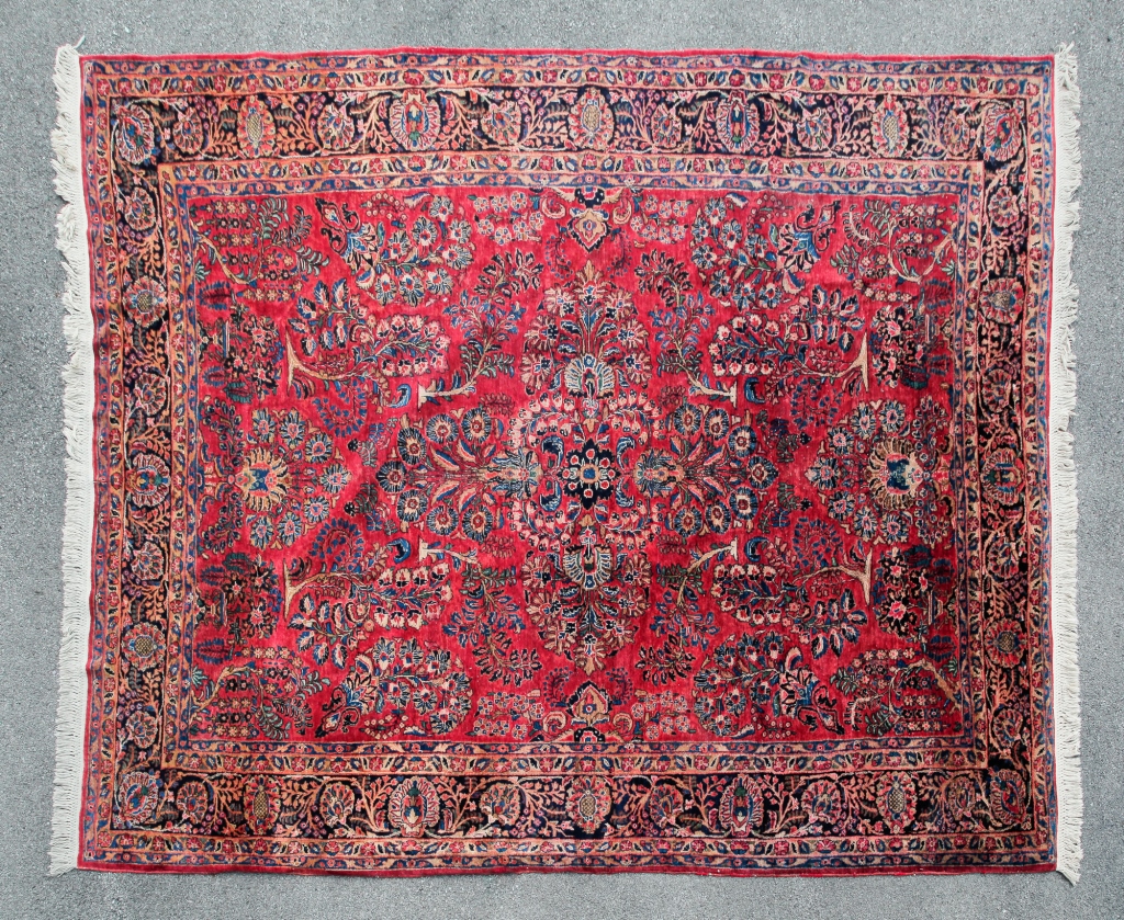 Appraisal: ROOM SIZE SAROUK RUG Mid th century wool Burgundy field