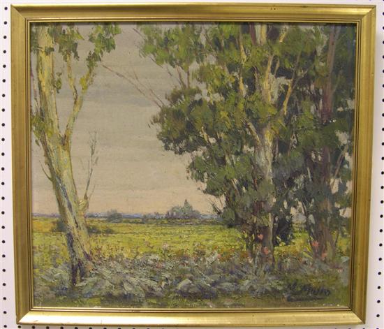 Appraisal: M Mallo or Mollo th C oil on masonite distant