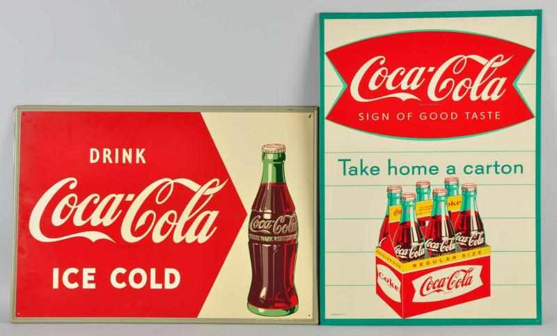 Appraisal: Lot of Tin Coca-Cola Signs Description s to s Includes