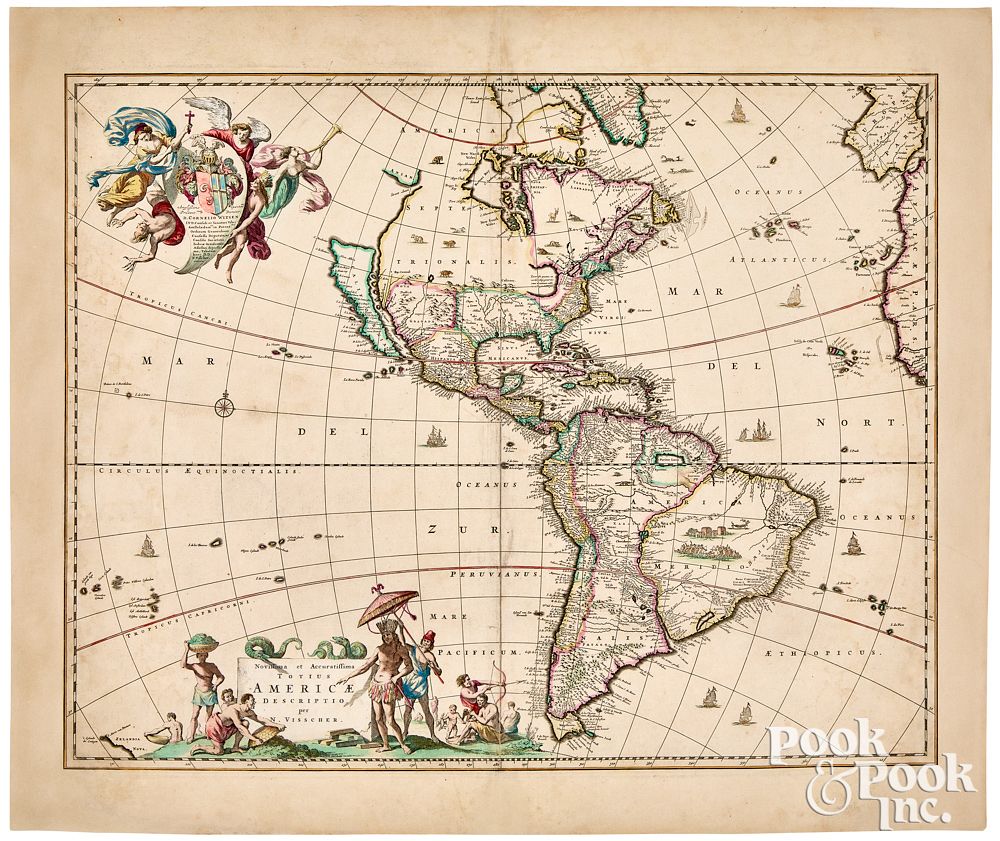 Appraisal: Nicholas Visscher map of the Americas ca Nicholas Visscher map