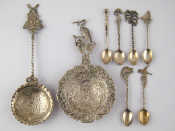 Appraisal: A set of six white metal teaspoons marked each with