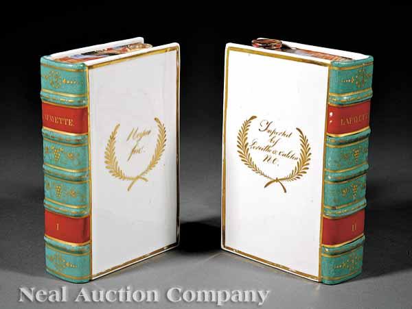 Appraisal: An Important Pair of Paris Porcelain Book Flasks early th