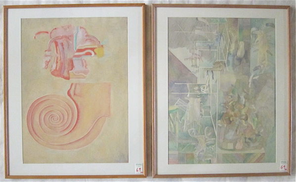 Appraisal: JIM HIBBARD TWO MIXED MEDIAS Oregon born Surrealist compositions Graphite