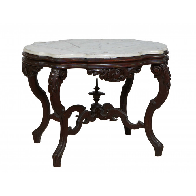 Appraisal: American Carved Mahogany Marble Top Center Table th c the