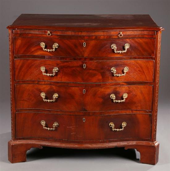 Appraisal: GEORGE III SERPENTINE CHEST OF DRAWERS English rd quarter- th