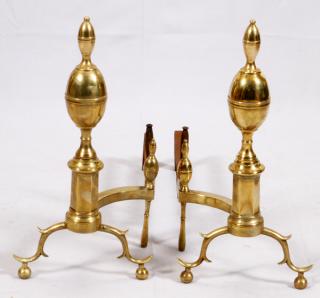 Appraisal: CHIPPENDALE BRASS DOUBLE LEMON ANDIRONS CIRCA CHIPPENDALE BRASS DOUBLE LEMON