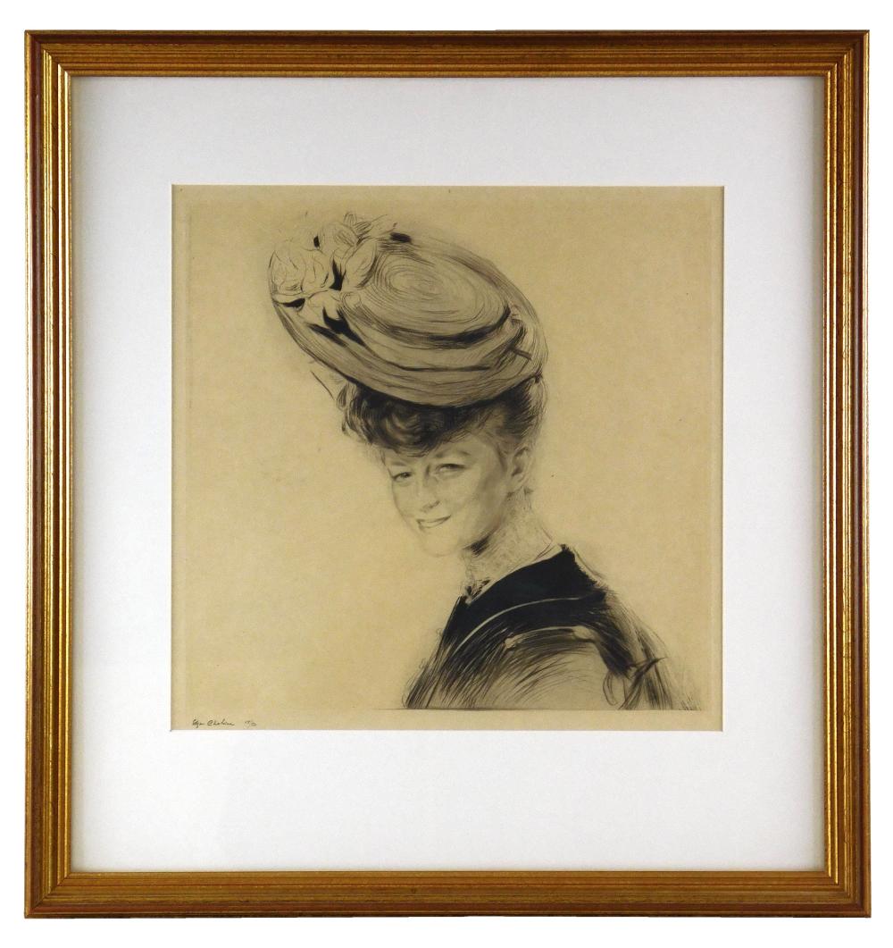 Appraisal: Edgar Chahine French - Mademoiselle Yvonne drypoint depicts young woman