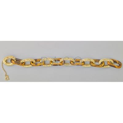 Appraisal: K GOLD TIGER S EYE LINK BRACELET k yg oval