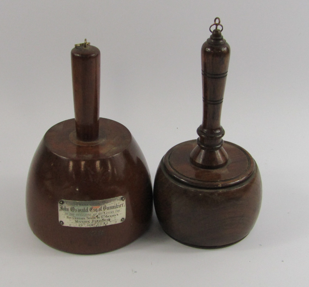 Appraisal: Two Victorian presentation mallets one with presentation plated plaque presented