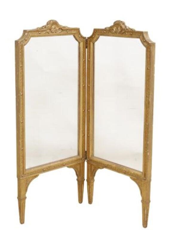 Appraisal: French Louis XVI style giltwood folding screen thc shell and