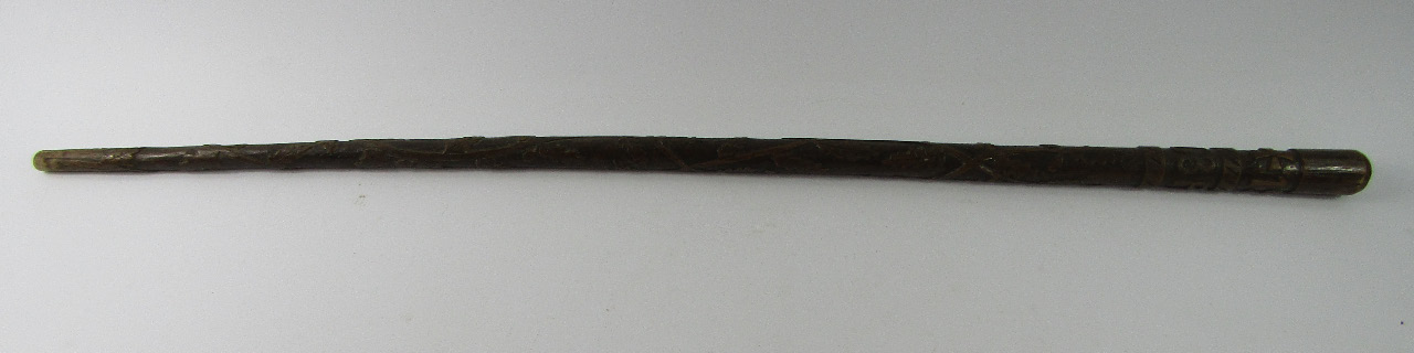 Appraisal: A WWI Prisoner of War walking stick carved with POW