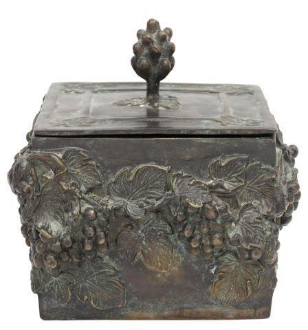 Appraisal: Patinated bronze lidded table box attributed to Maitland-Smith late th