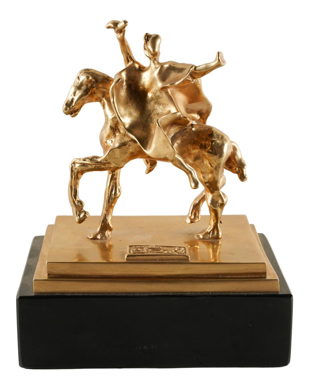 Appraisal: AFTER SALVADOR DALI - EQUESTRIAN FIGUREgilt bronze signed in casting