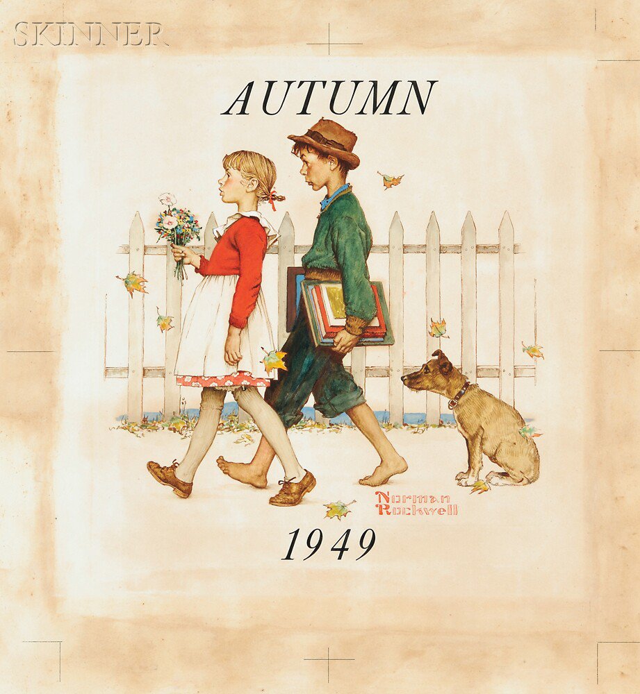 Appraisal: Norman Rockwell American - Young Love Walking to School Signed