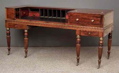 Appraisal: A George IV mahogany desk inset to top with green