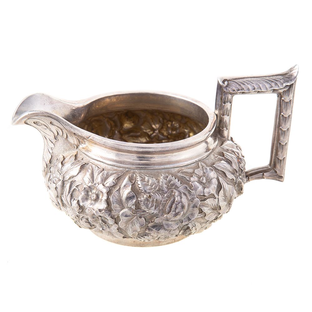 Appraisal: Baltimore Sterling Repousse Creamer Without maker's mark squat circular form