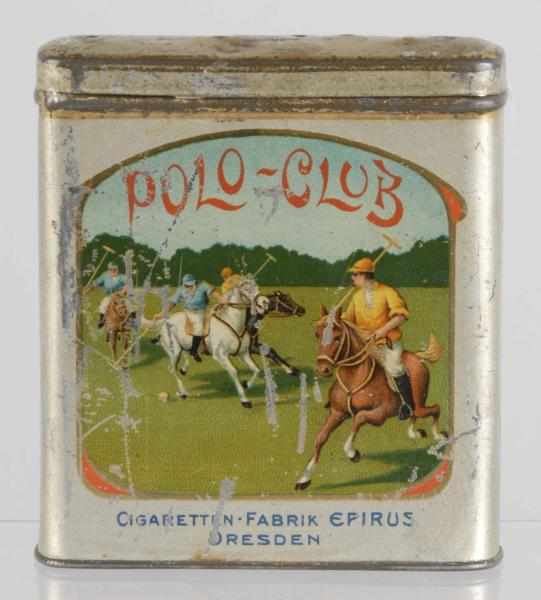 Appraisal: Polo Club Tobacco Vertical Pocket Tin Description Several paint scratches