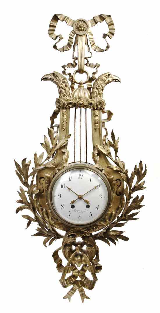 Appraisal: A Louis XVI Style Gilt Bronze Cartel Clock Galy having