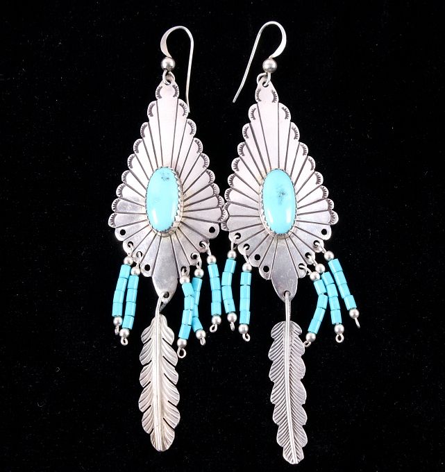 Appraisal: Navajo Sterling Silver Kingman Turquoise Earrings Included in this lot