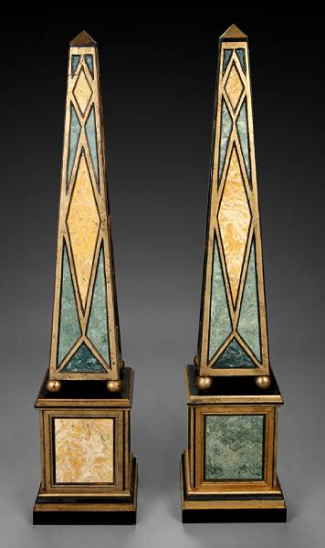 Appraisal: A pair of Italian Neoclassical style giltwood ebonized and scagliola