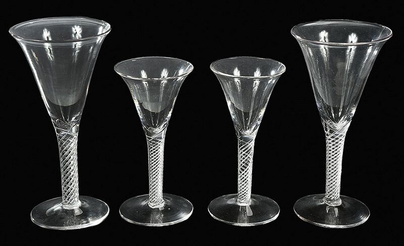 Appraisal: Set of Hand Blown Air Twist Glass Stems possibly Blenko