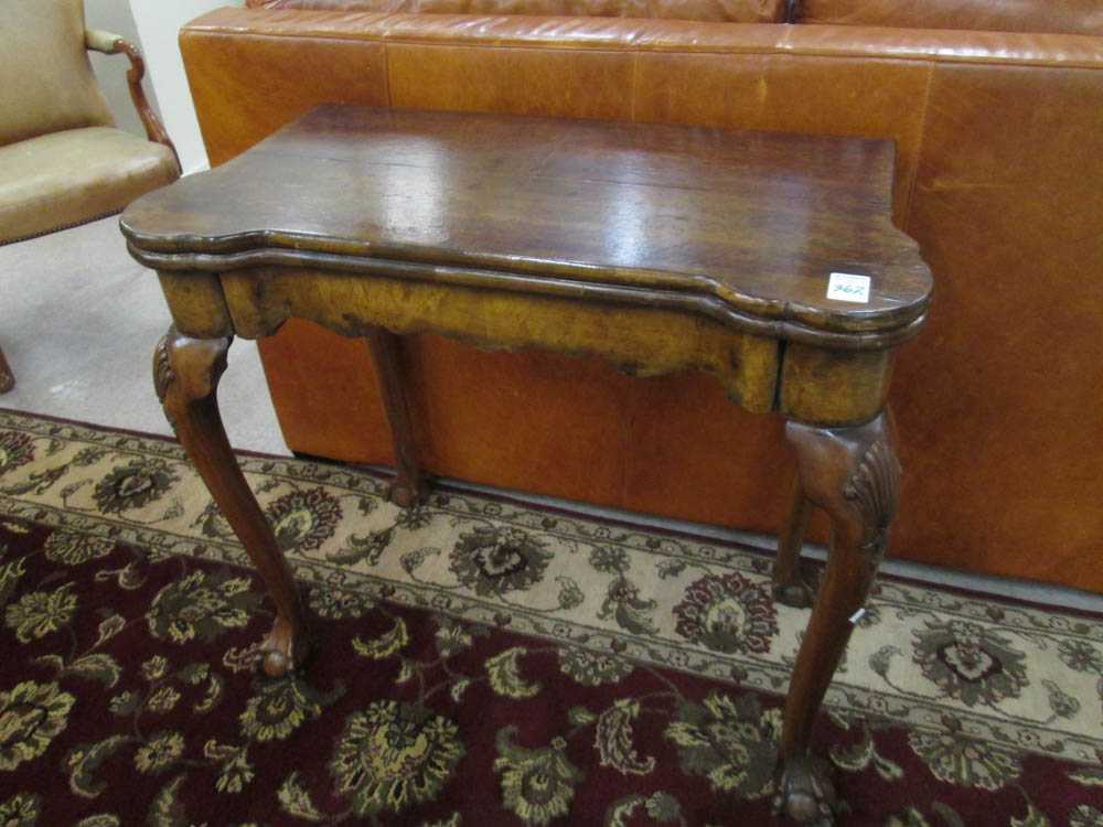 Appraisal: QUEEN ANNE STYLE GAME TABLE AND ARMCHAIRS PAIR American late