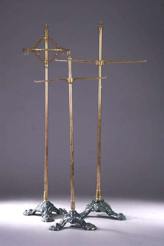 Appraisal: SET THREE FRENCH BRASS-MOUNTED CLOTHING STANDS Early th century Each