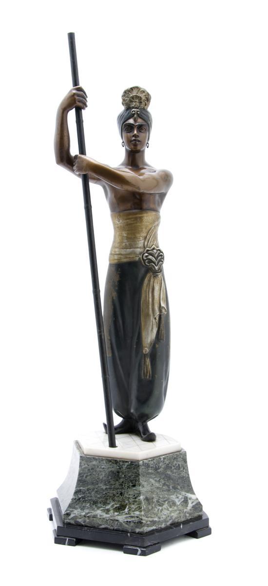 Appraisal: Mixed Metal Figure of a Blackamoor depicted holding a pole